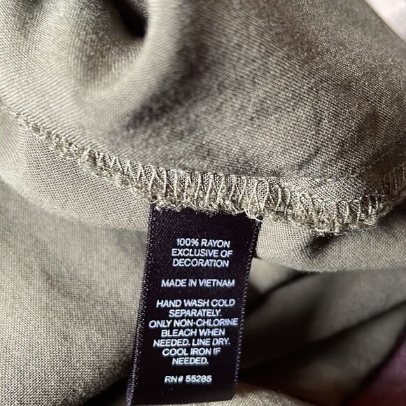 Express Army Green Faux Wrap Top Dress With Elastic Waist & Lace (Size: S) - Picture 14 of 14